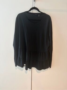 ASOS Curve Black Long-Sleeve Tiered Peplum Top